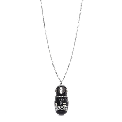 Chanel Resin Matryoshka Russian Doll Necklace Black 1 of 6