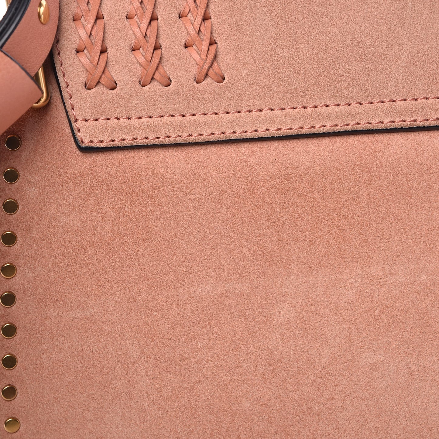 Suede Braided Small Hudson Shoulder Bag Sheer Pink