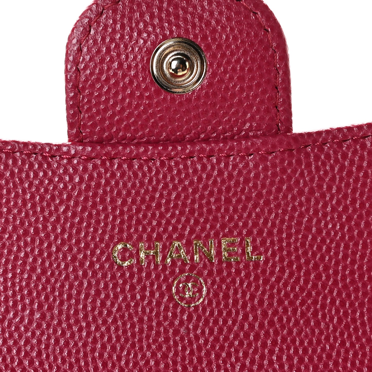 Caviar Quilted Flap Card Holder Wallet Dark Pink