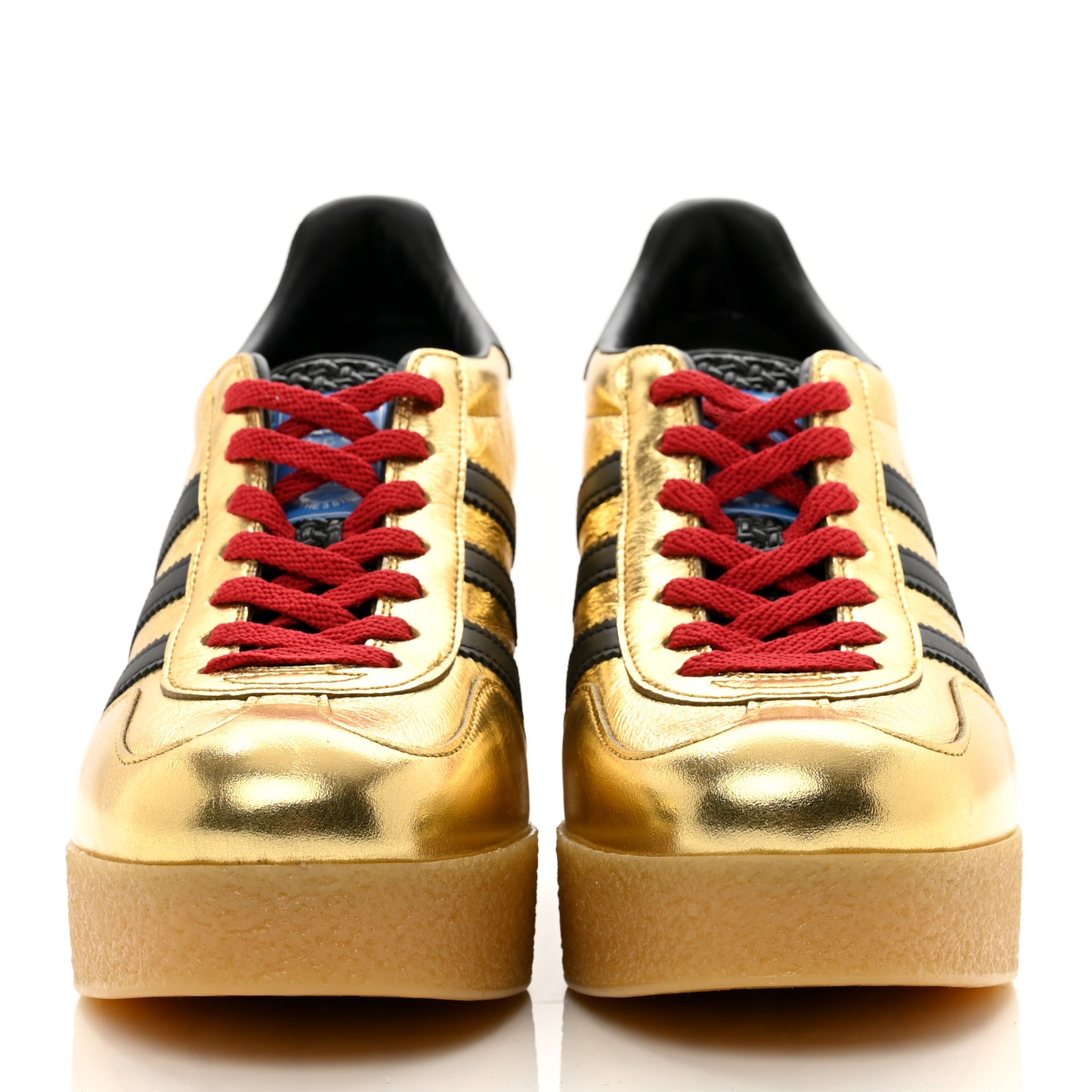 X ADIDAS Ginza Calfskin Demetra Gazelle Wedge Sneakers 41 King Gold Black