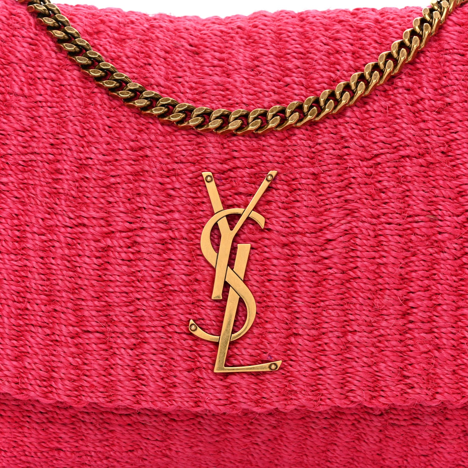 Saint Laurent Raffia Medium Monogram Kate Satchel Pink 7 of 9