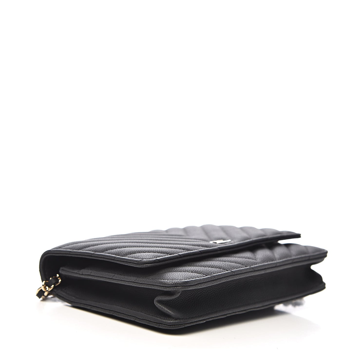 Caviar Chevron Quilted Wallet On Chain WOC Black