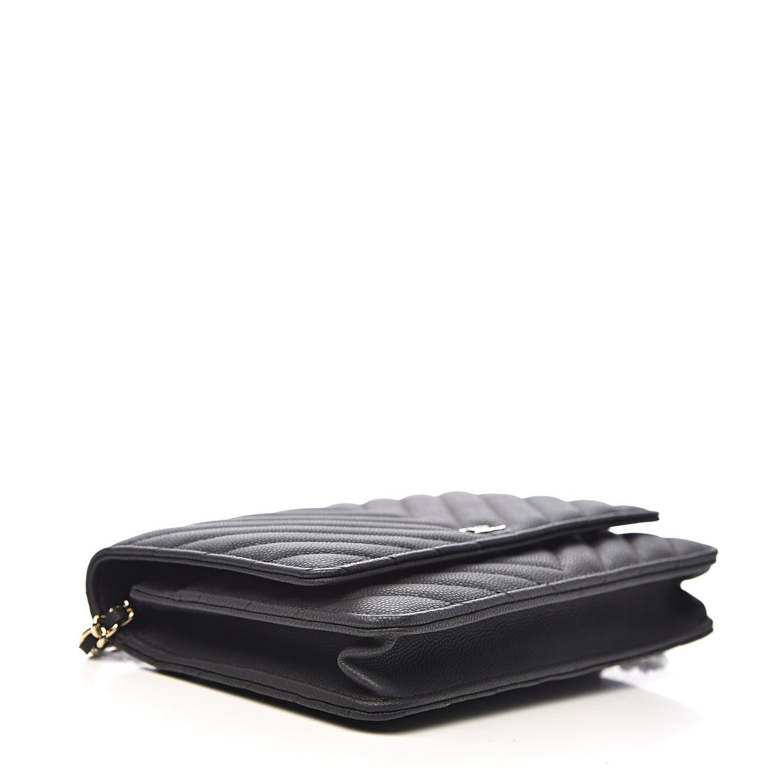 Chanel Caviar Chevron Quilted Wallet On Chain WOC Black 4 of 13