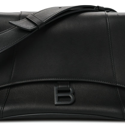 Balenciaga Grained Calfskin Monochrome M Downtown Shoulder Bag Black 8 of 10
