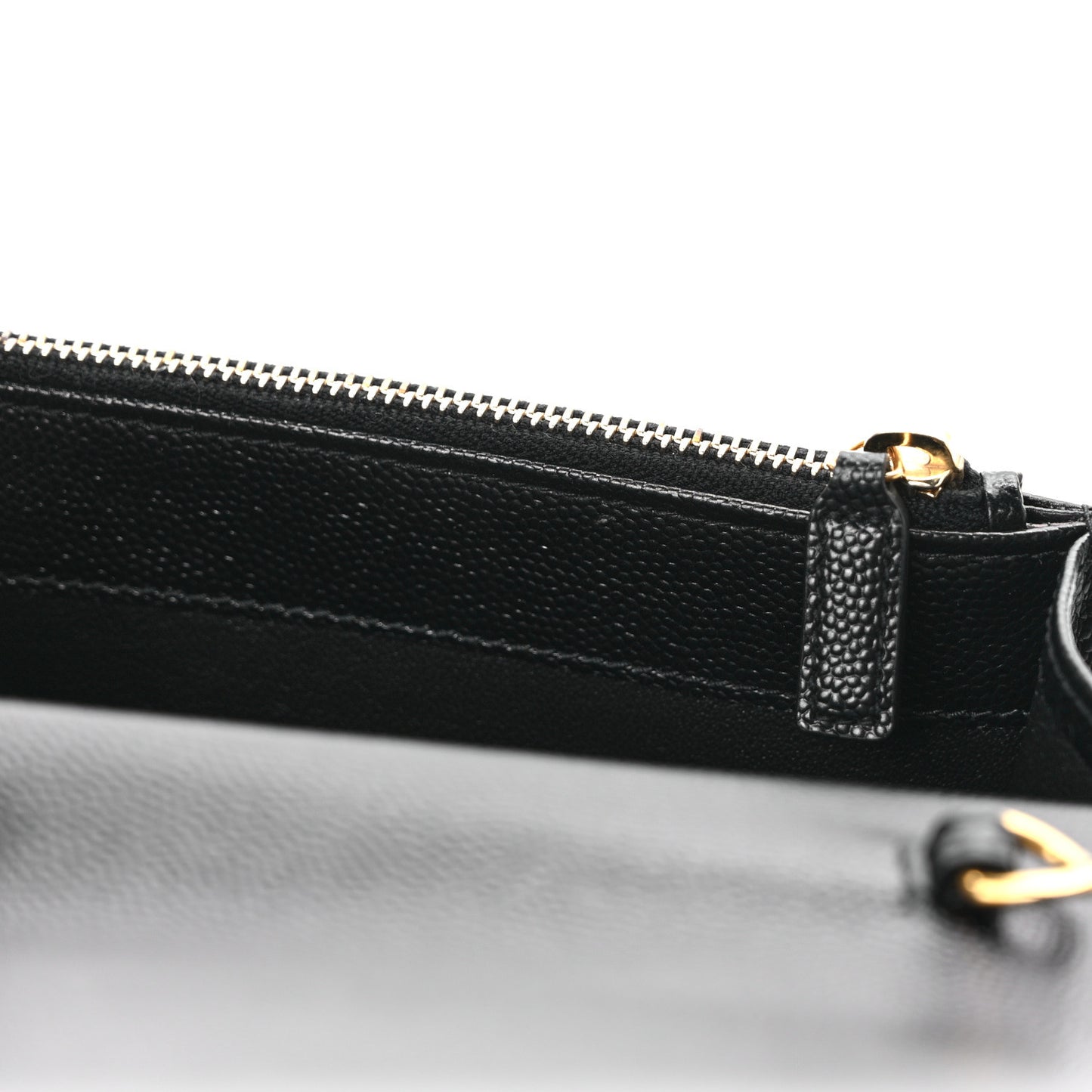 Grain De Poudre Matelasse Chevron Monogram Envelope Chain Wallet Black