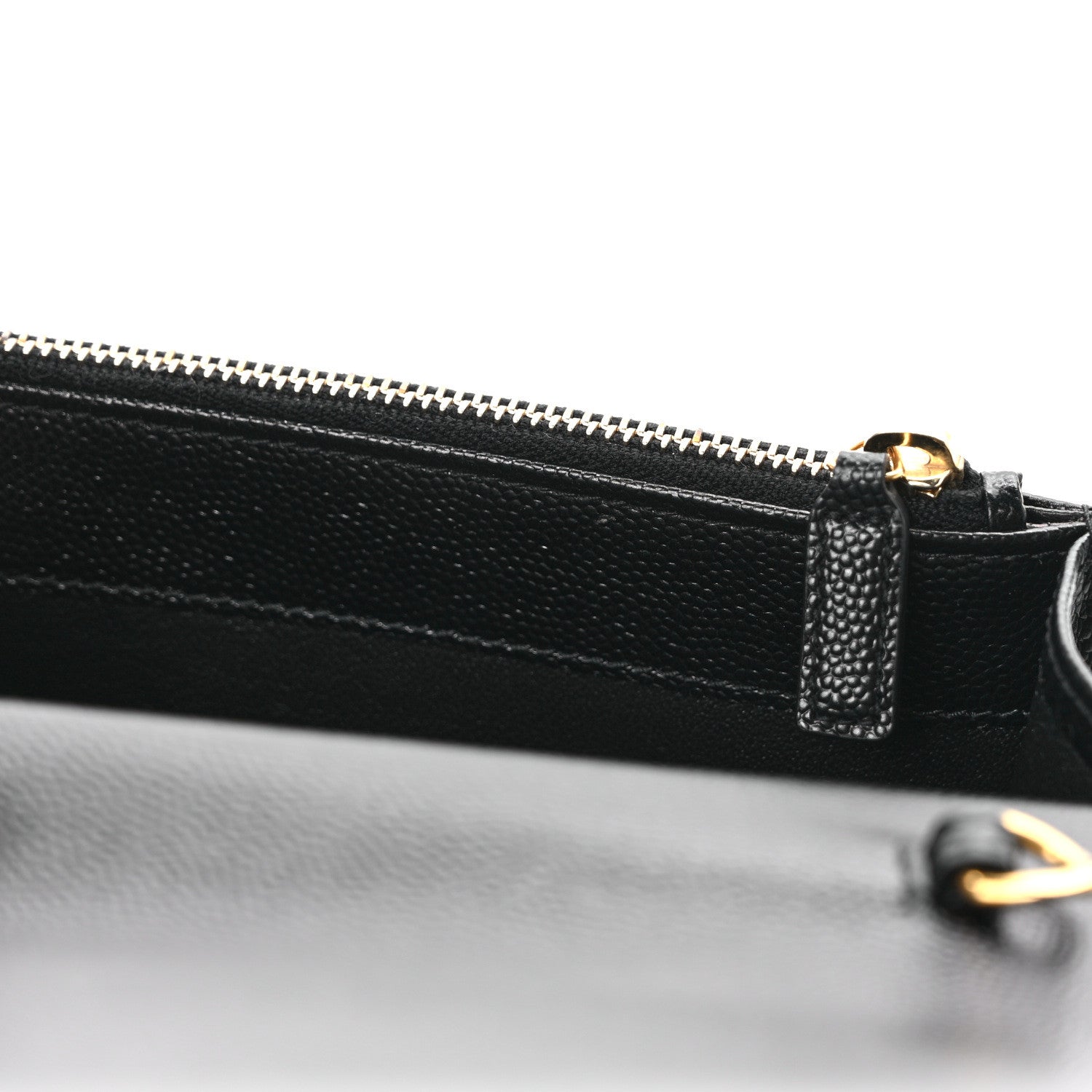 Saint Laurent Grain De Poudre Matelasse Chevron Monogram Envelope Chain Wallet Black 10 of 11