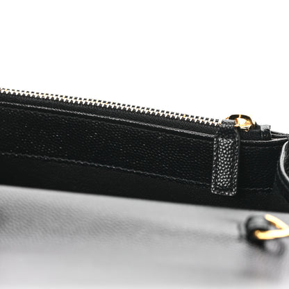 Saint Laurent Grain De Poudre Matelasse Chevron Monogram Envelope Chain Wallet Black 10 of 11