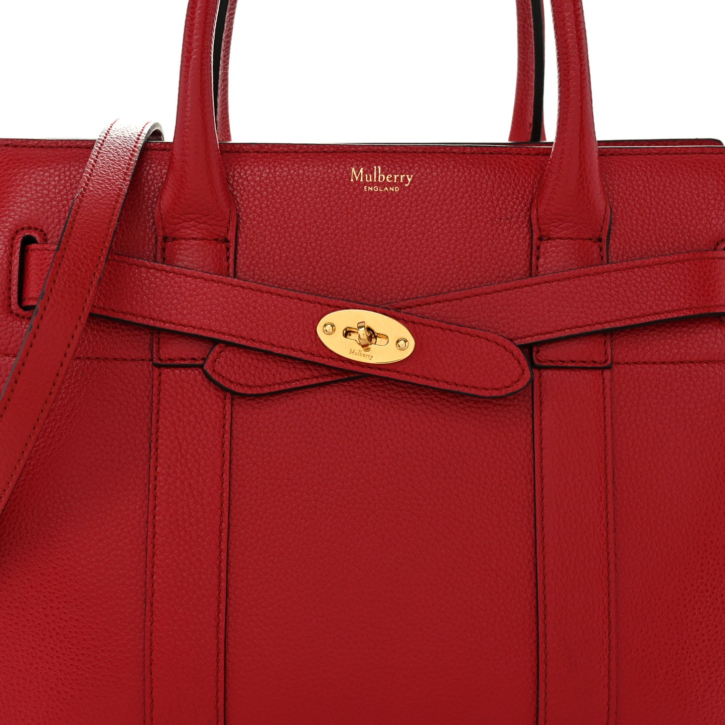 Classic Grain Calfskin Small Bayswater Zip Tote Scarlet