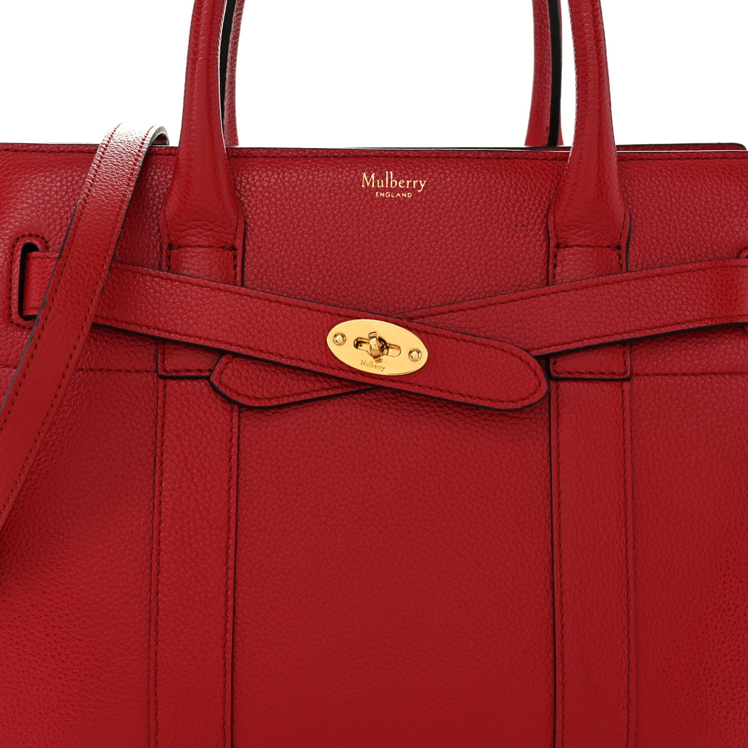 Mulberry Classic Grain Calfskin Small Bayswater Zip Tote Scarlet 6 of 9