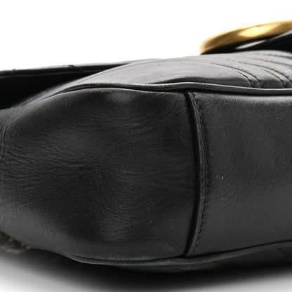 Gucci Calfskin Matelasse Medium GG Marmont Shoulder Bag Black 9 of 11