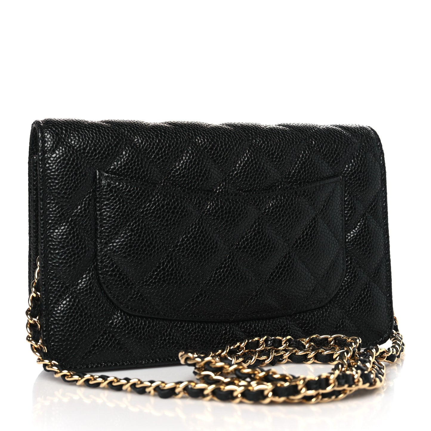 Caviar Quilted Wallet on Chain WOC Black