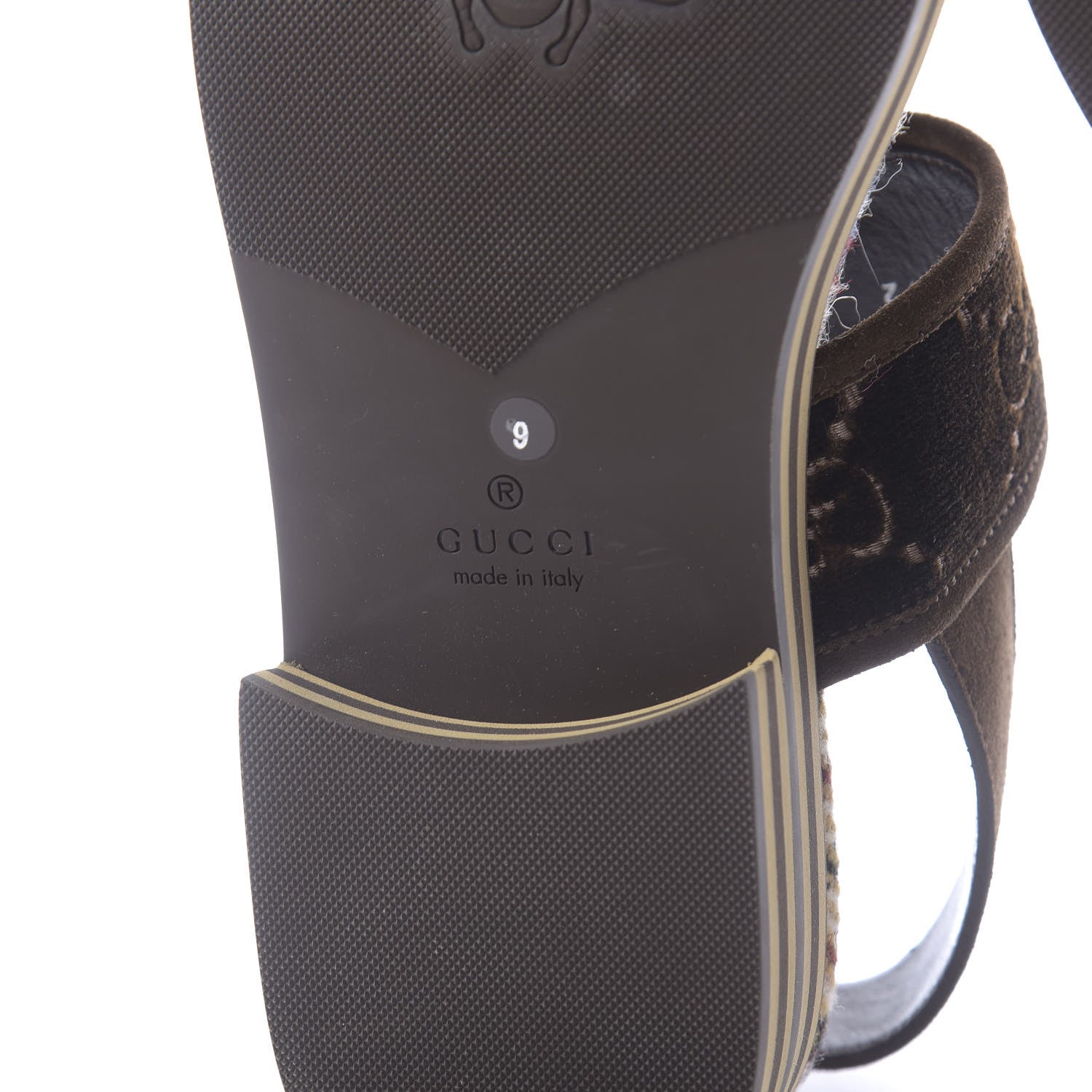 Gucci Velvet GG Monogram Suede Mens Platform Sandals 9 Coffee 9 of 11
