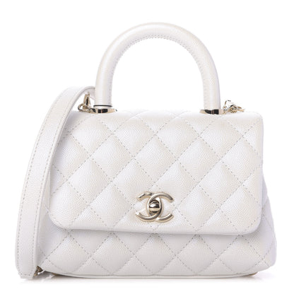 Chanel Iridescent Caviar Quilted Extra Mini Coco Handle Flap Ivory 1 of 10