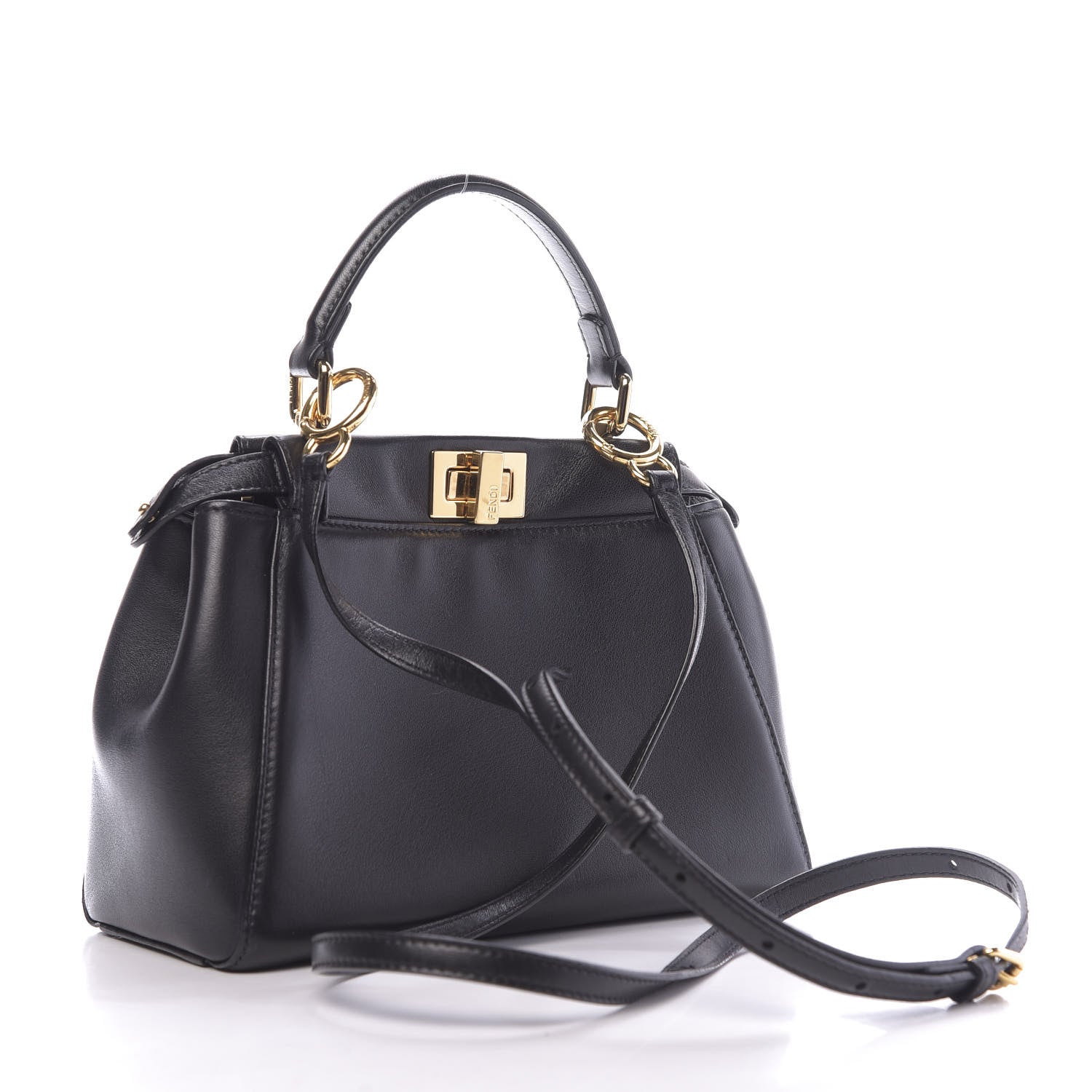 Fendi Nappa Mini Peekaboo Iconic Satchel Black 3 of 10