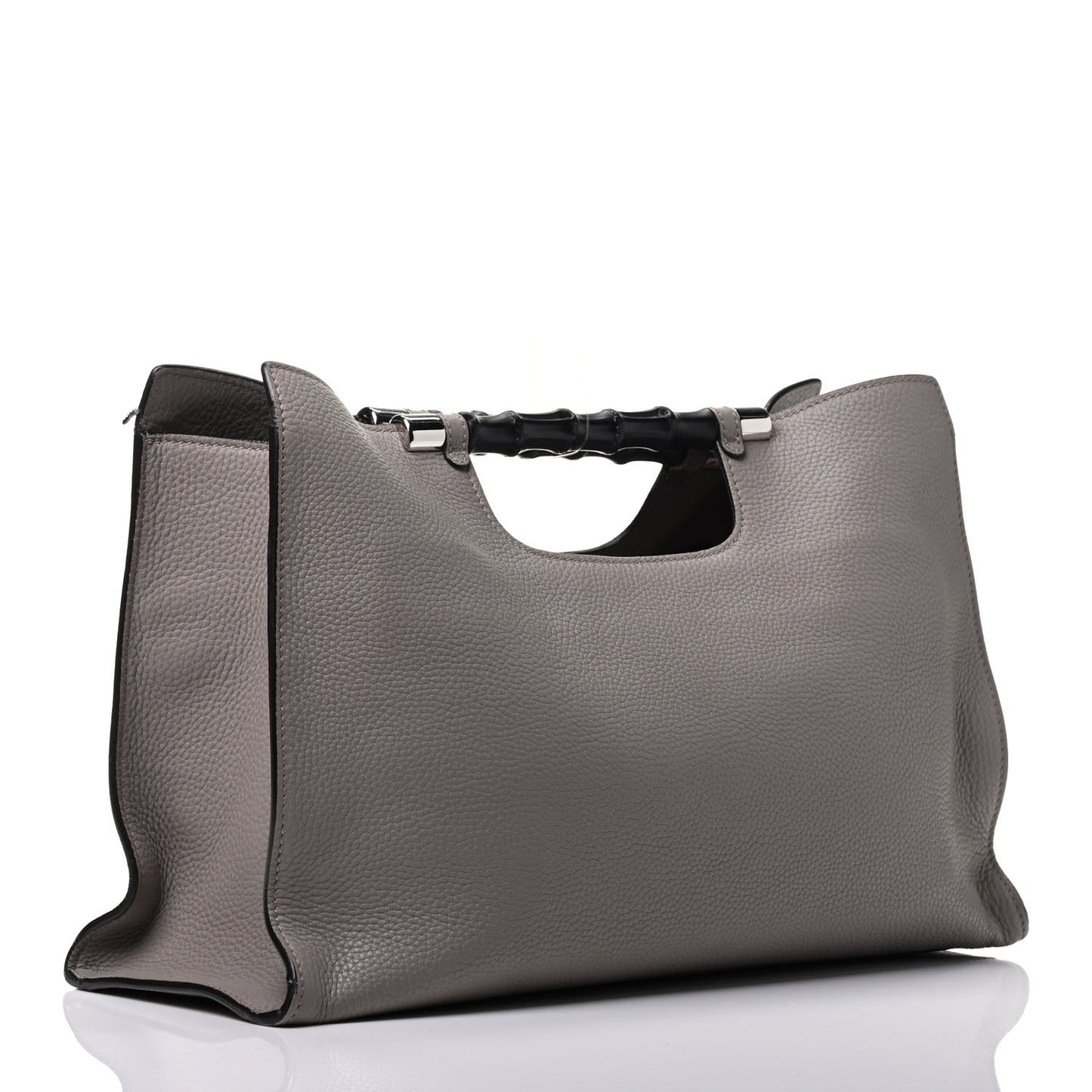 Calfskin Medium Bamboo Shopper Light Grey