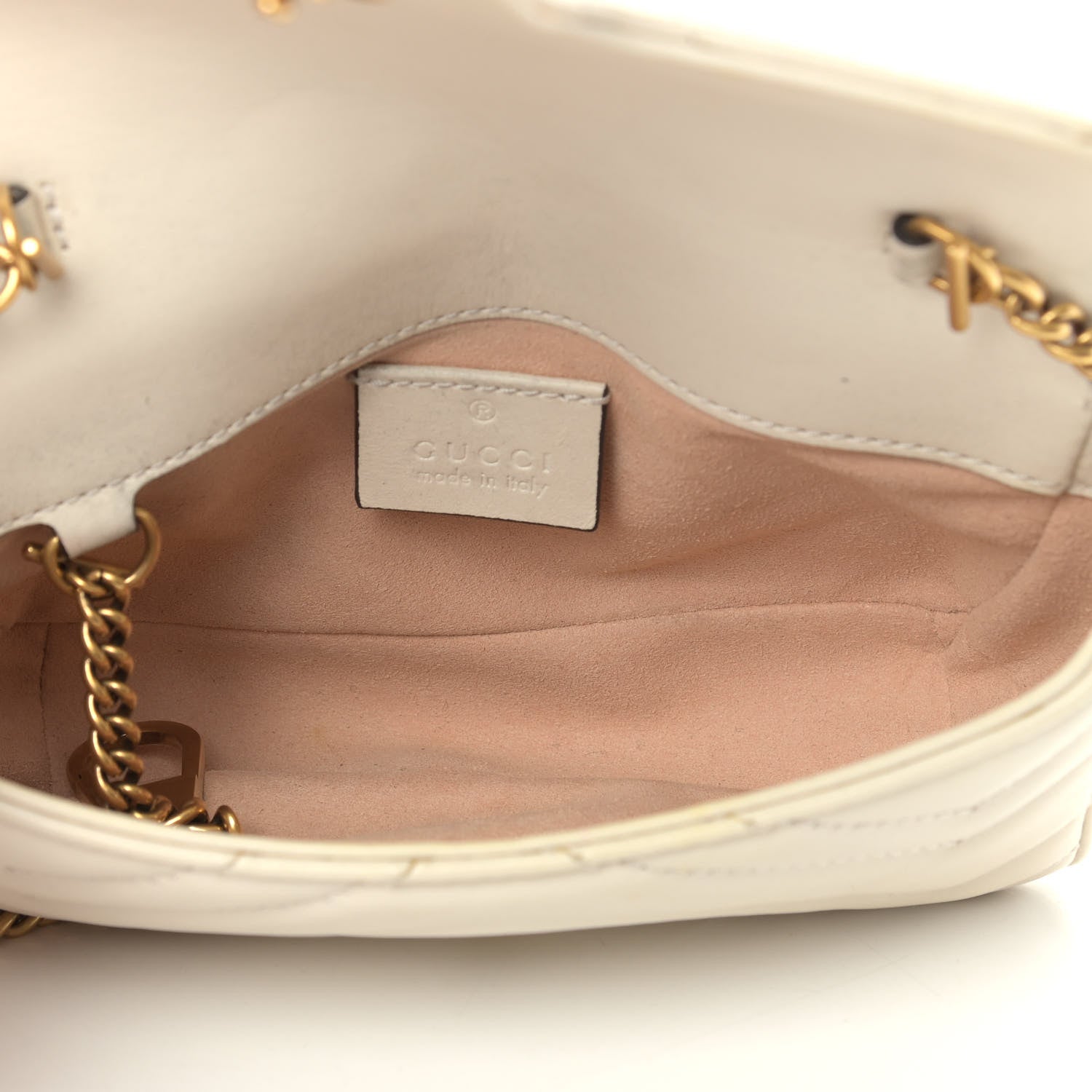 Gucci Calfskin Matelasse Super Mini GG Marmont Shoulder Bag White 5 of 13