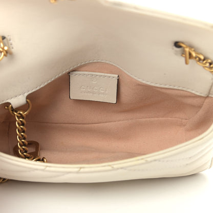 Gucci Calfskin Matelasse Super Mini GG Marmont Shoulder Bag White 5 of 13