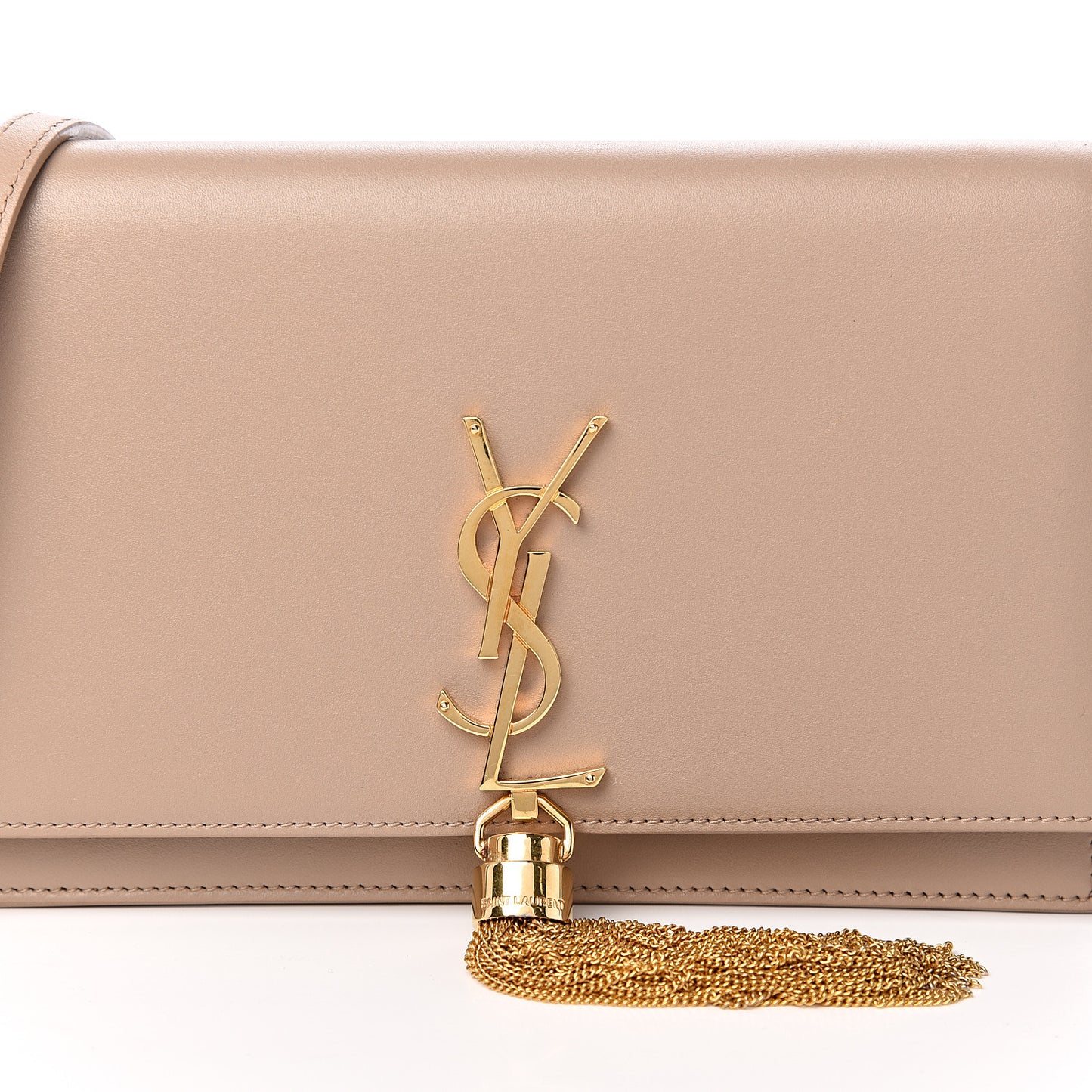 Smooth Calfskin Classic Monogram Kate Tassel Chain Wallet Nude Powder