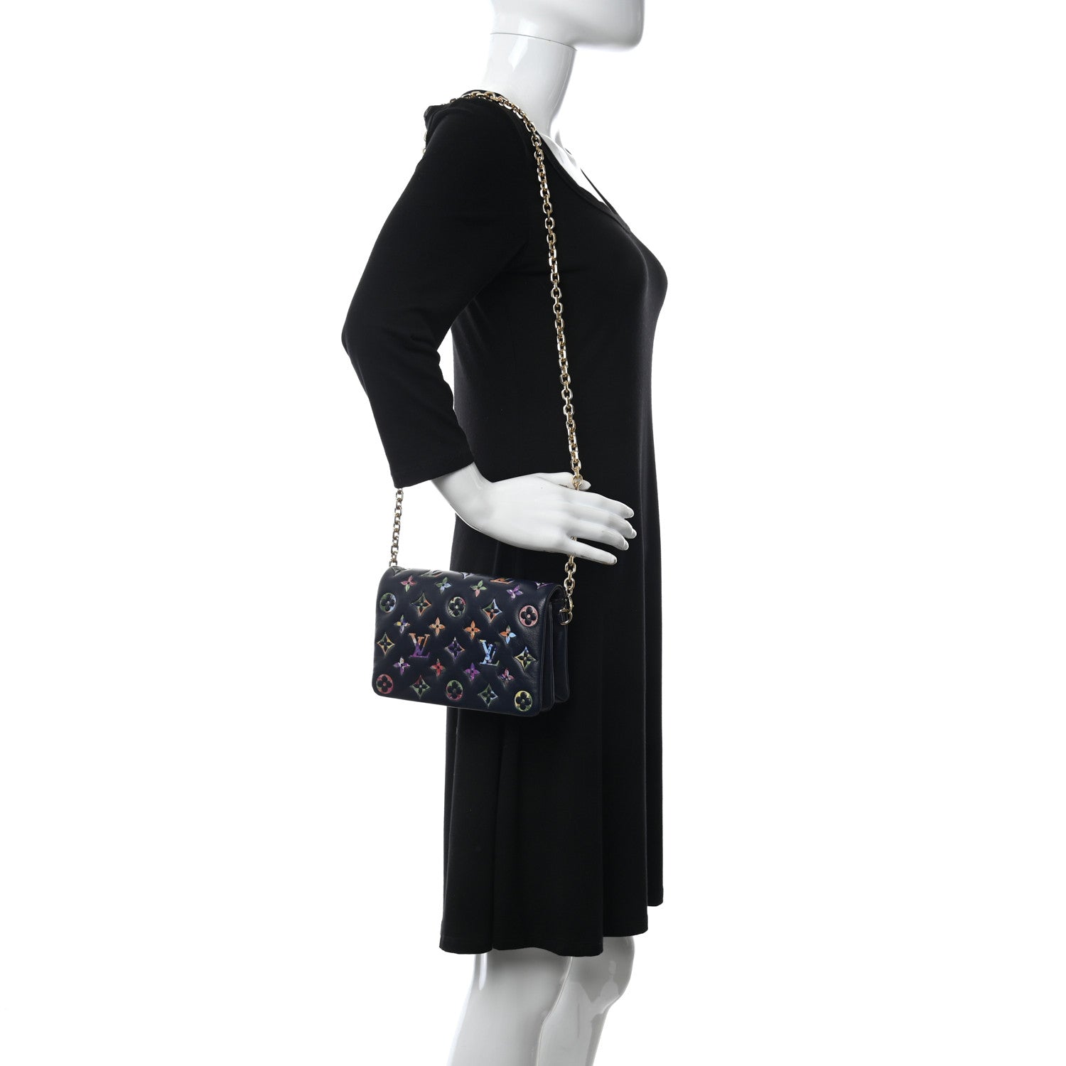 Louis Vuitton Lambskin Embossed Monogram LV Garden Pochette Coussin Navy 2 of 9