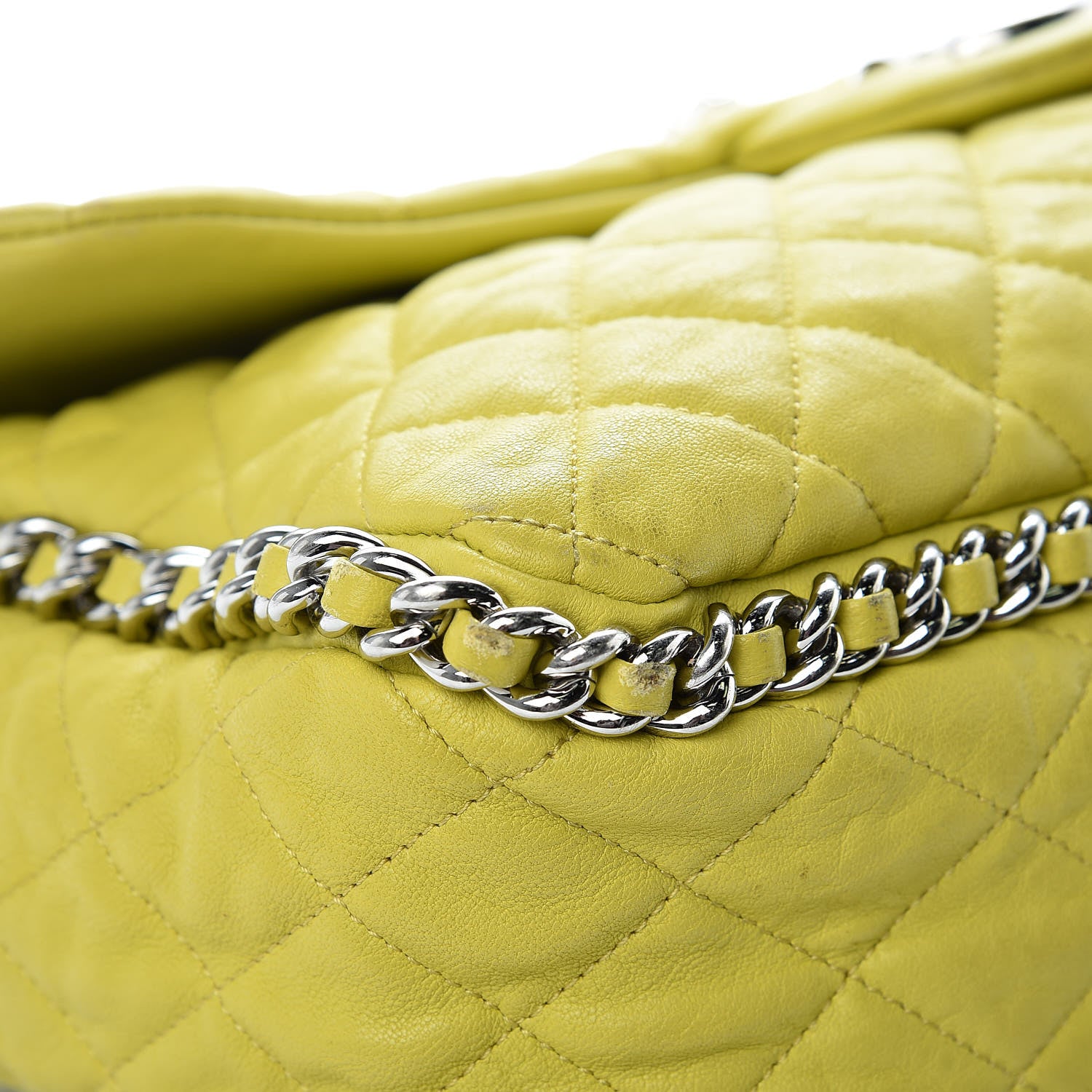 Chanel Washed Lambskin Quilted Maxi Chain Around Flap Yellow 11 of 18