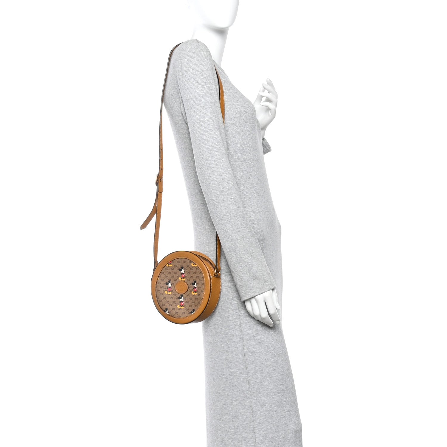 Gucci X DISNEY Mini Vintage GG Supreme Monogram Mickey Mouse Round Shoulder Bag Beige Vintage Sun Oil 2 of 10