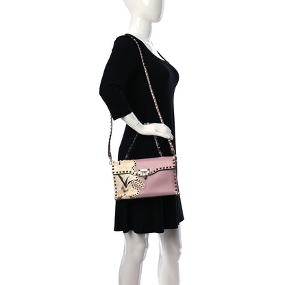 Valentino Garavani Vitello Monogram Kimono 1997 Print Small Rockstud Single Handle Flap Bag Water Rose 2 of 9
