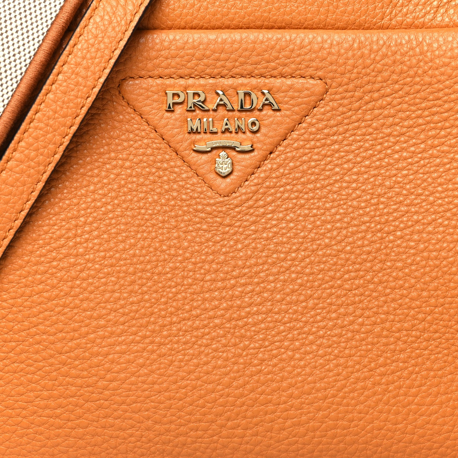 Prada Vitello Daino Soft Medium Double Zip Shoulder Bag Amber 8 of 11