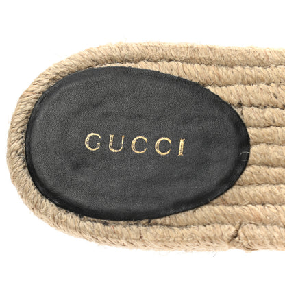 Gucci Monogram Matelasse GG Marmont Espadrille 20mm Slide Sandals 38 Beige Ebony Black 8 of 11