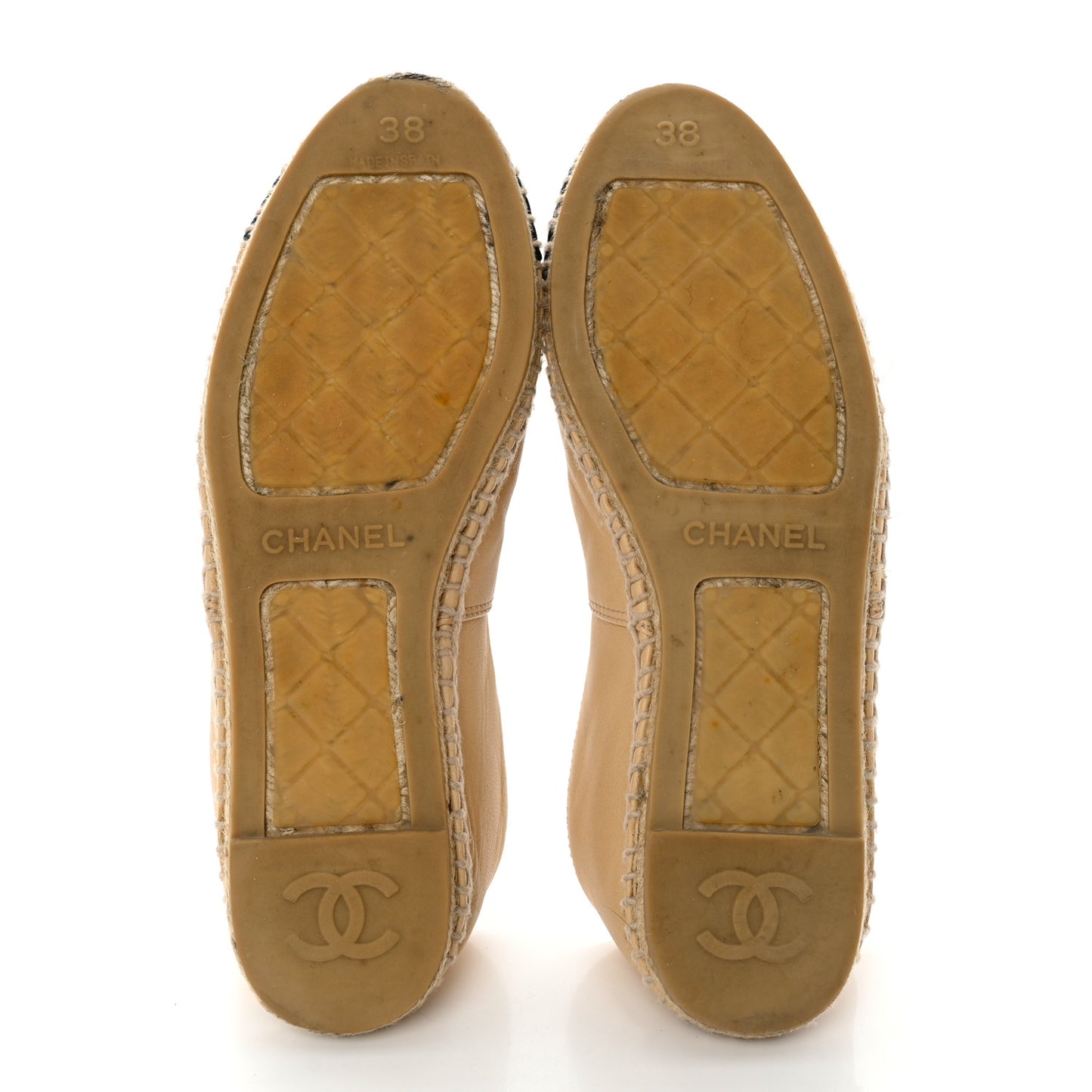 Lambskin CC Espadrilles 38 Beige Black