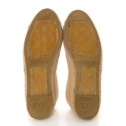Chanel Lambskin CC Espadrilles 38 Beige Black 5 of 11
