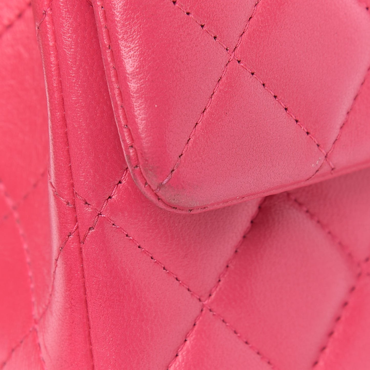 Lambskin Quilted Mini Rectangular Flap Dark Pink