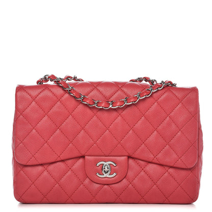 Chanel Washed Caviar Quilted Jumbo Single Flap Fuchsia 1 of 8