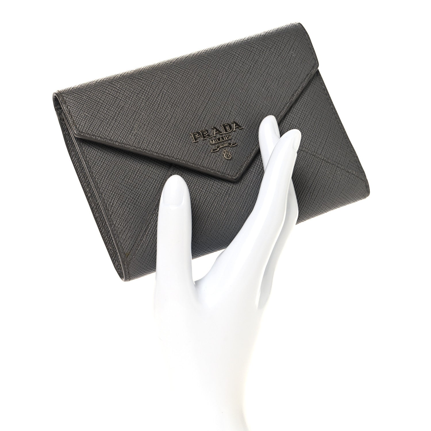 Prada Saffiano Metal Compact Envelope Wallet Marmo 2 of 7