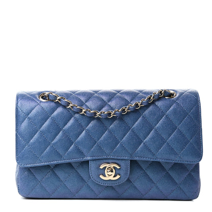 Chanel Iridescent Caviar Quilted Medium Double Flap Dark Blue 1 of 10