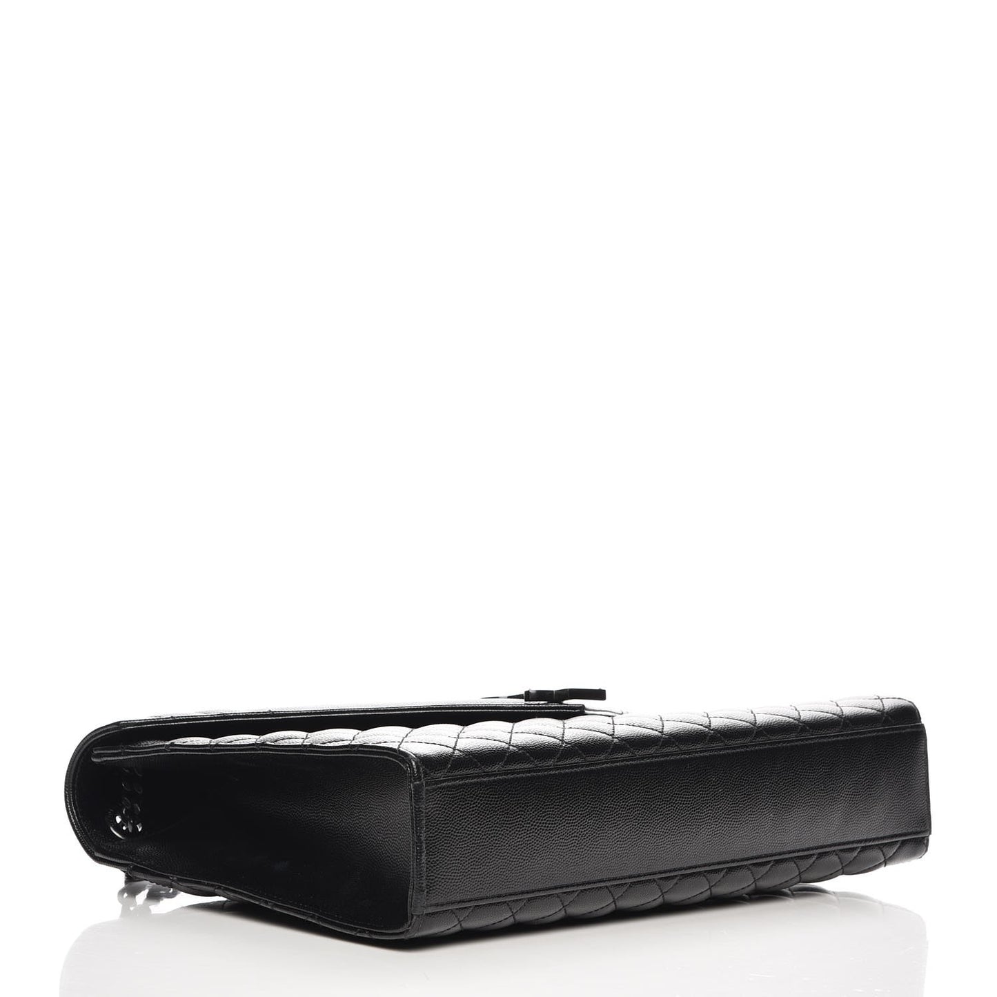 Grain De Poudre Textured Mixed Matelasse Large Triquilt Monogram Monochrome Satchel Black