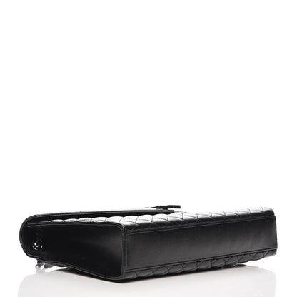 Saint Laurent Grain De Poudre Textured Mixed Matelasse Large Triquilt Monogram Monochrome Satchel Black 5 of 8
