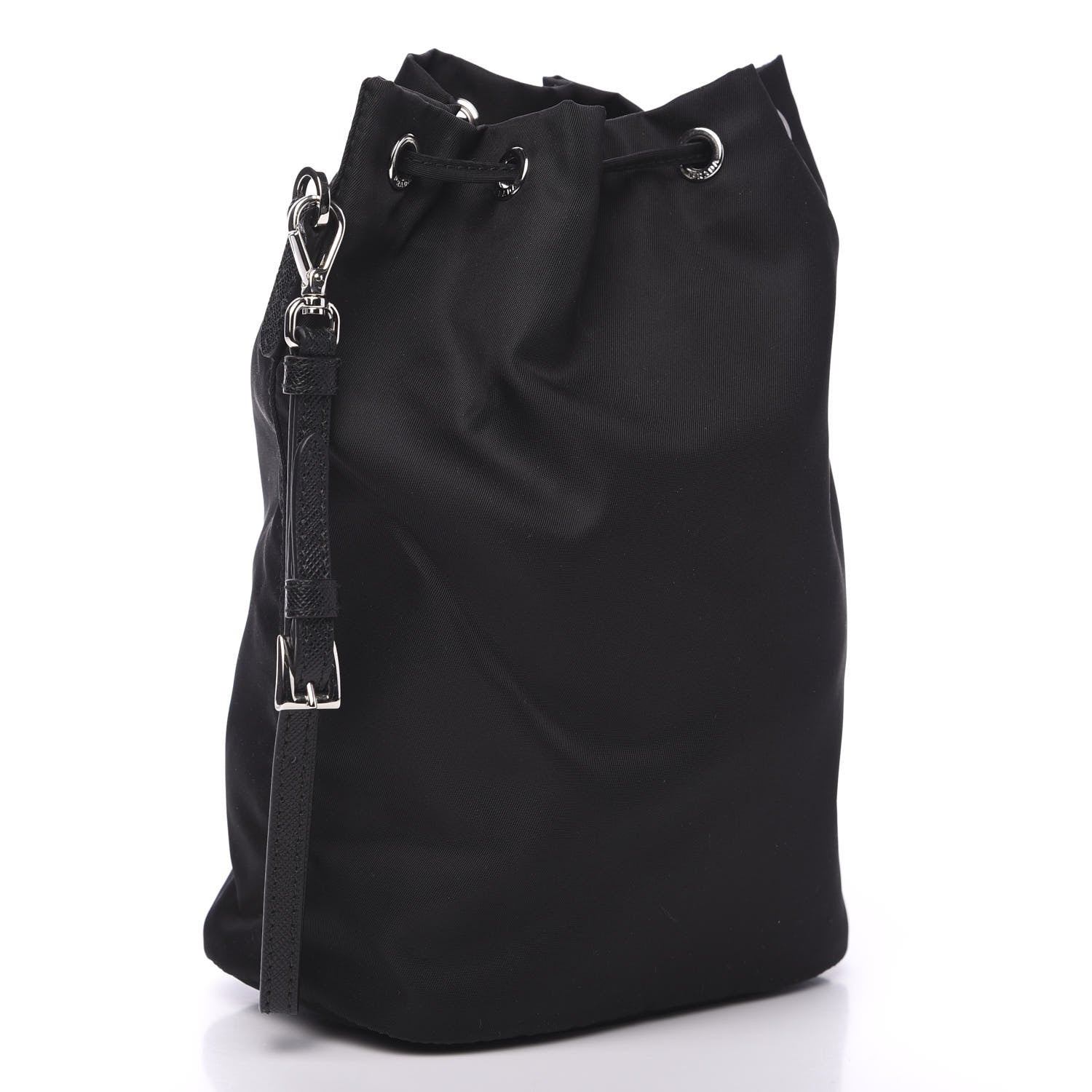 Prada Saffiano Tessuto Nylon Vela Bucket Wristlet Black 2 of 8
