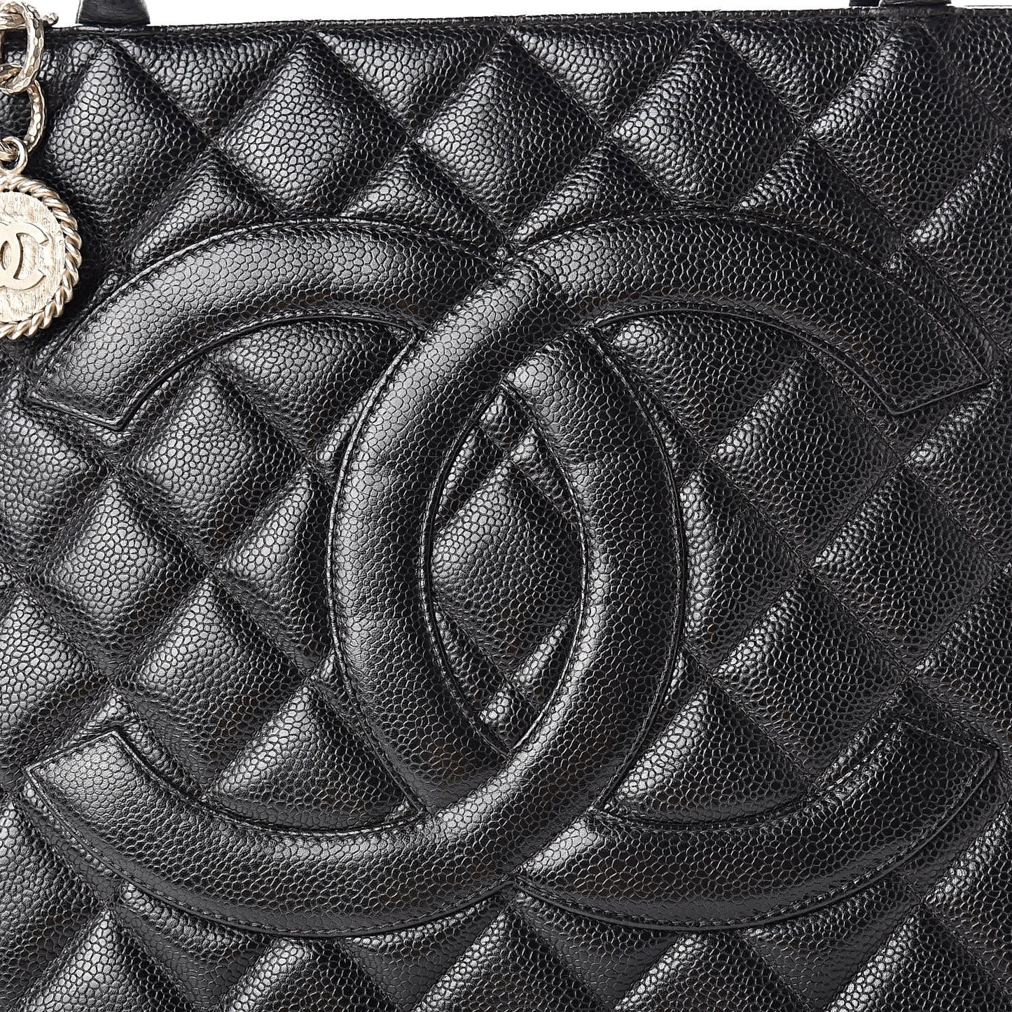 Caviar Quilted Medallion Tote Black