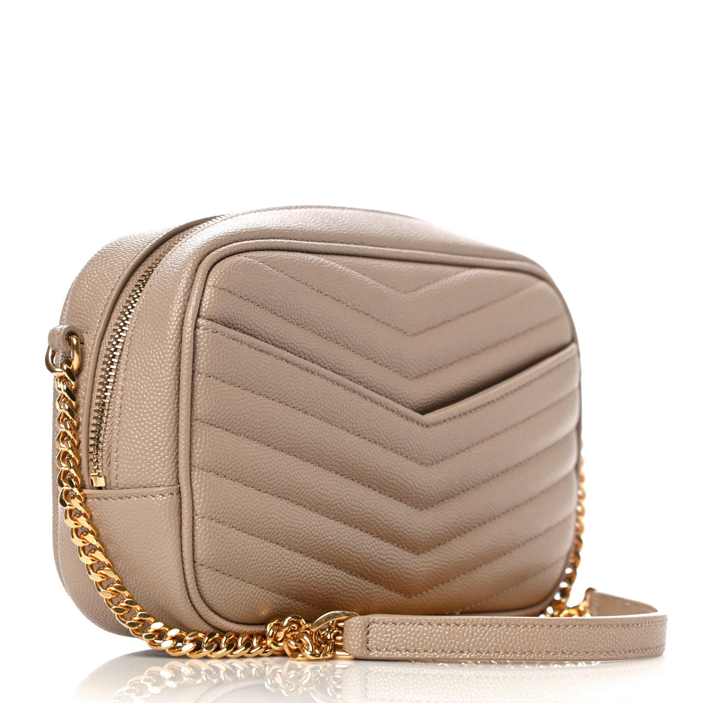 Grain De Poudre Matelasse Monogram Mini Lou Camera Bag Dark Beige