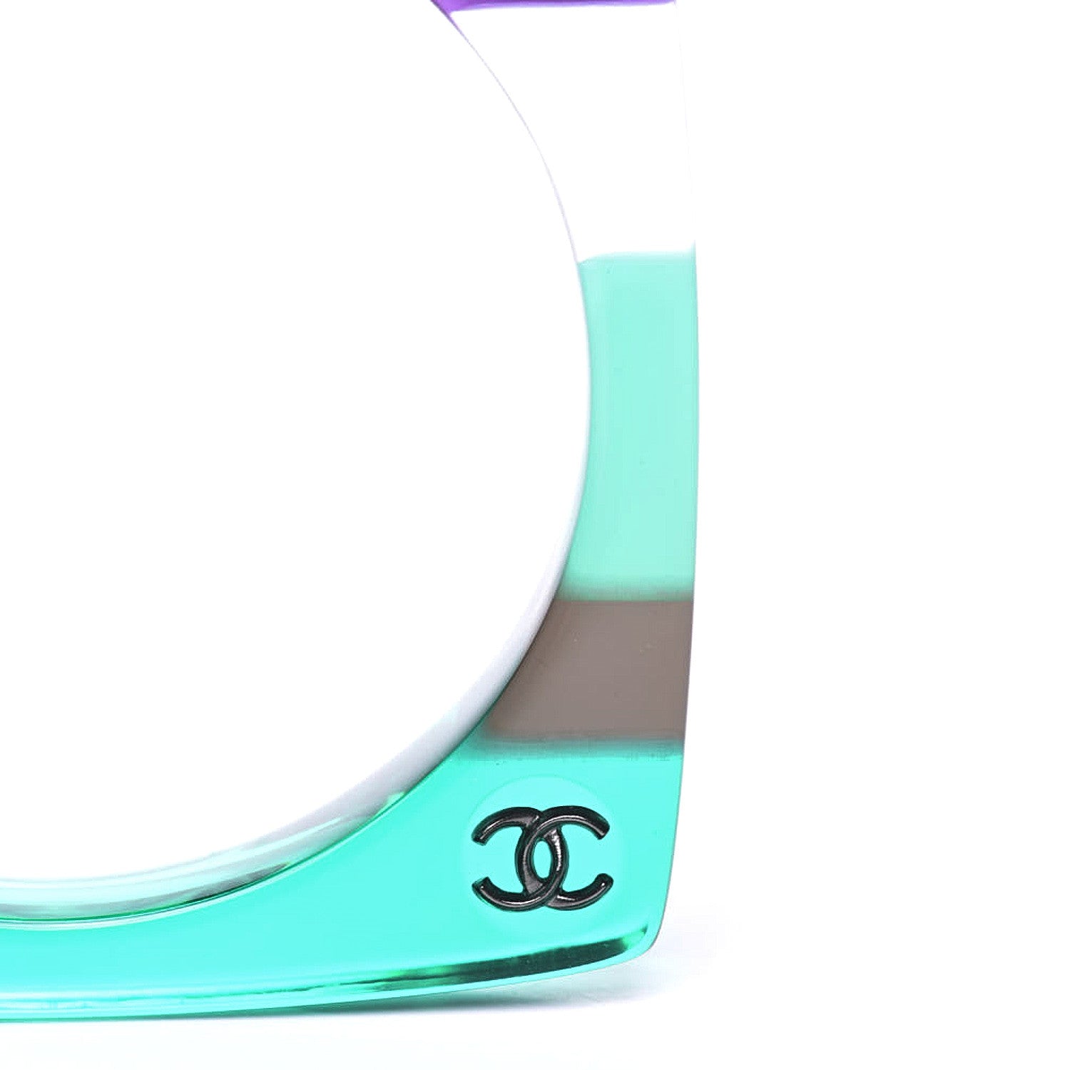 Chanel Resin CC Square Bangle Green Purple 4 of 7
