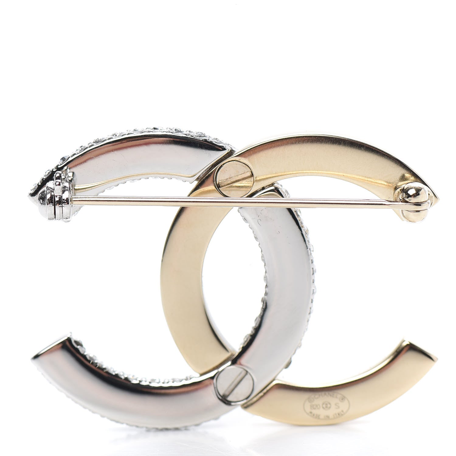 Chanel Crystal CC Brooch Light Gold 3 of 5