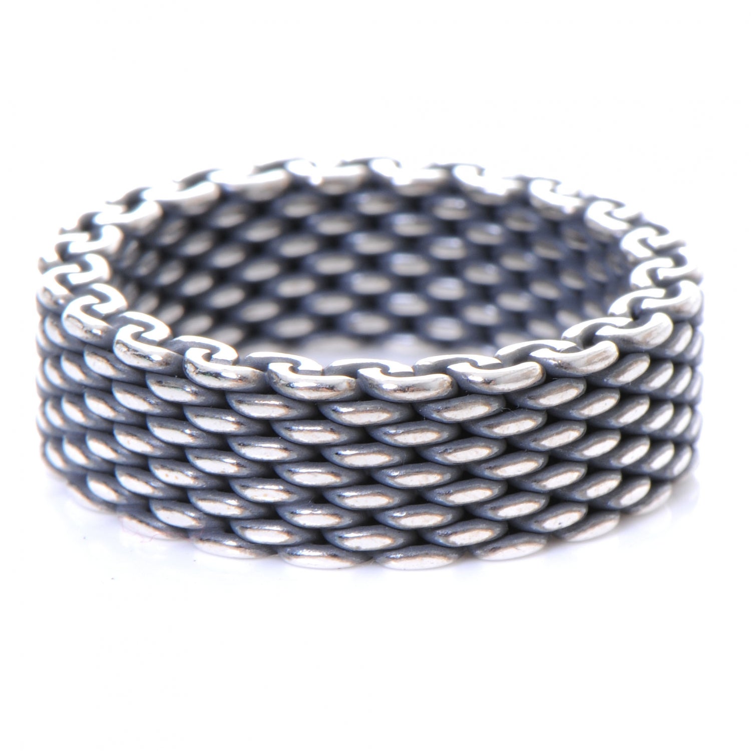 Tiffany Oxidized Sterling Silver Mesh Somerset Ring 8 1 of 5