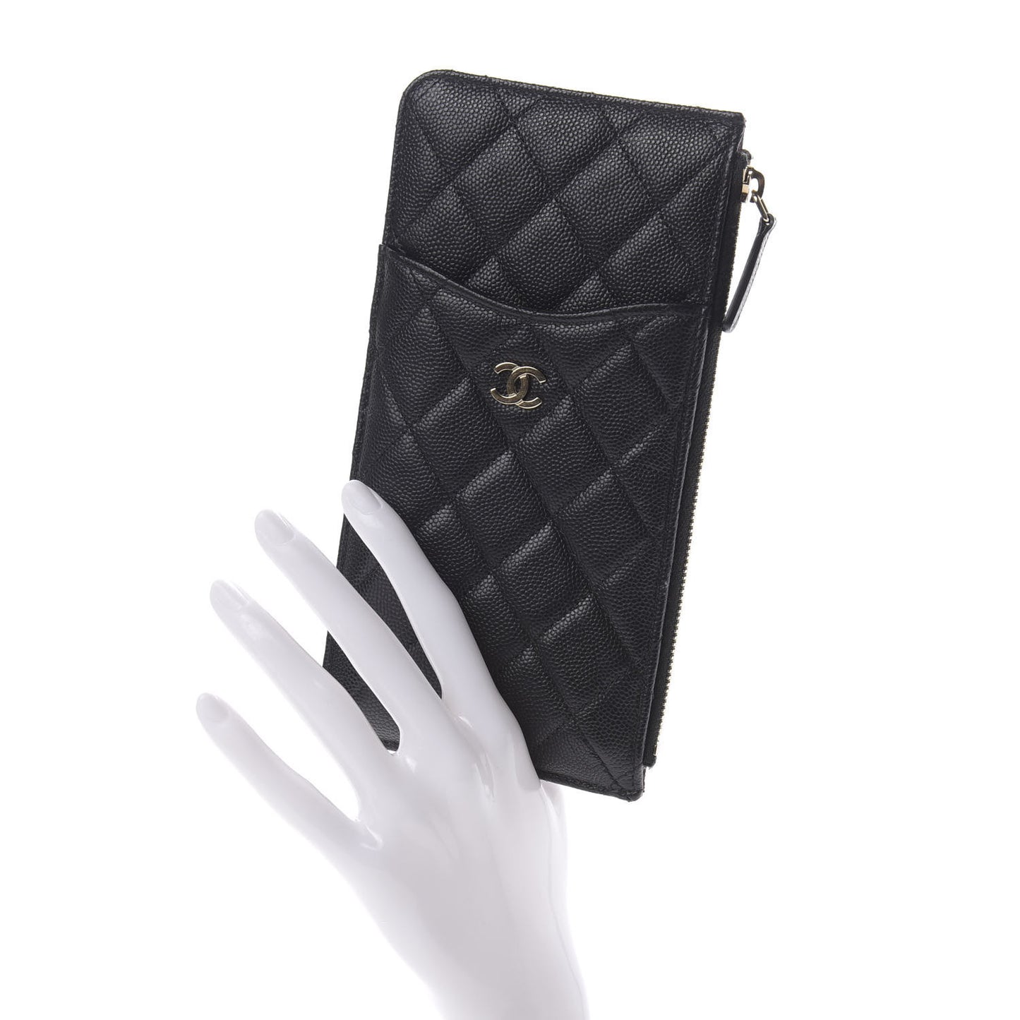 Caviar Quilted Classic Flat Wallet Pouch Black