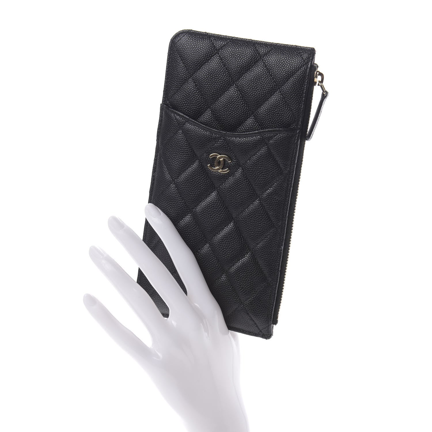 Chanel Caviar Quilted Classic Flat Wallet Pouch Black 2 of 9