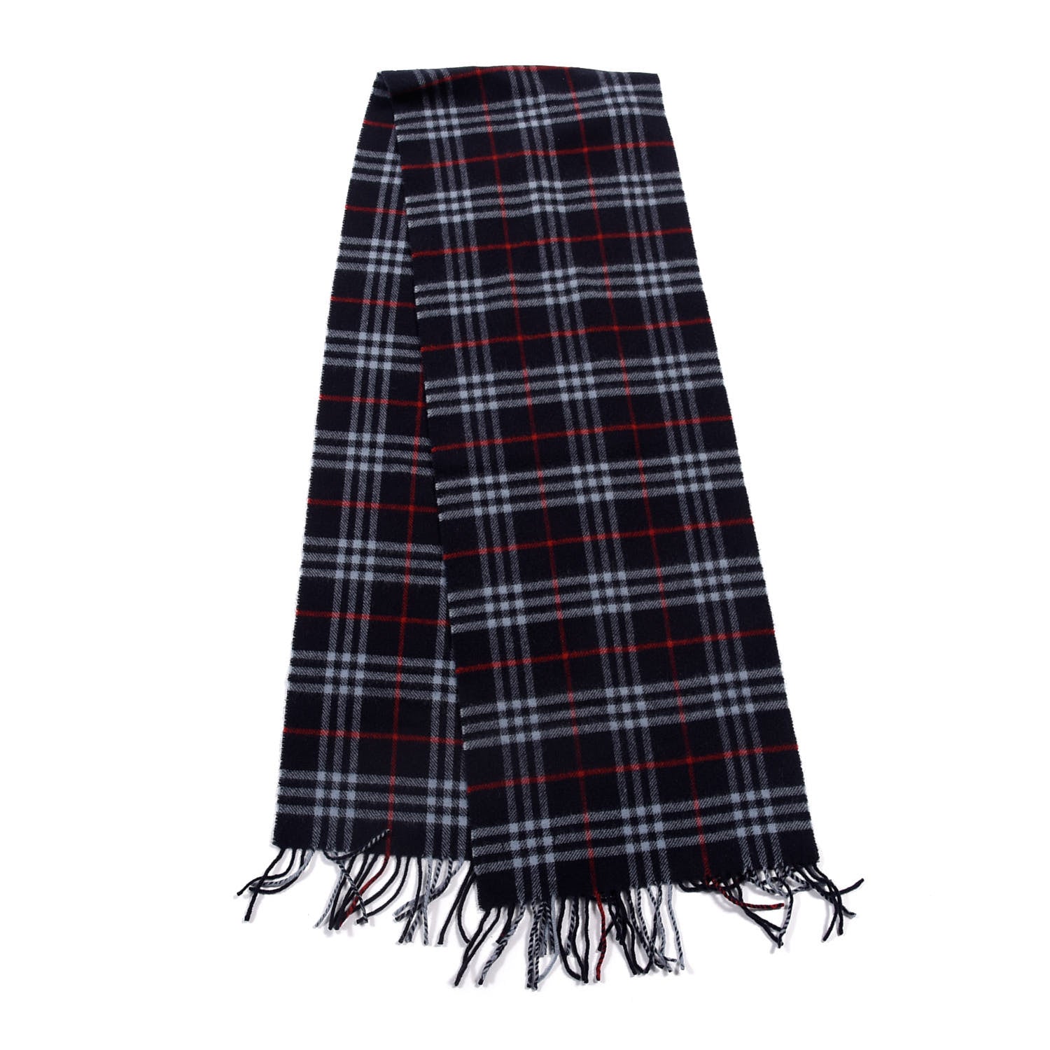 Burberry Lambswool Check Fringe Scarf Navy 2 of 3