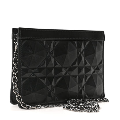 Christian Dior Calfskin Macrocannage Diamond Caro Zipped Pouch With Chain Black 3 of 12