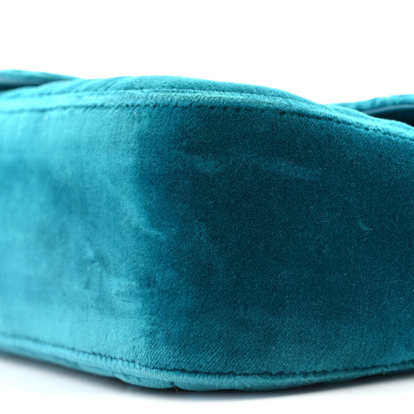 Velvet Matelasse Small GG Marmont Shoulder Bag Pavone Cyan
