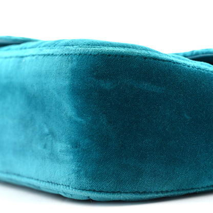 Gucci Velvet Matelasse Small GG Marmont Shoulder Bag Pavone Cyan 10 of 12