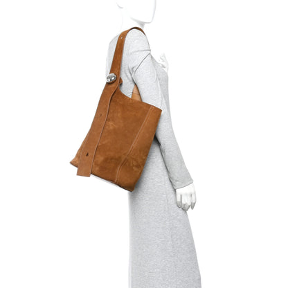 Loewe Suede Calfskin Medium Pebble Bucket Bag Tobacco 2 of 9