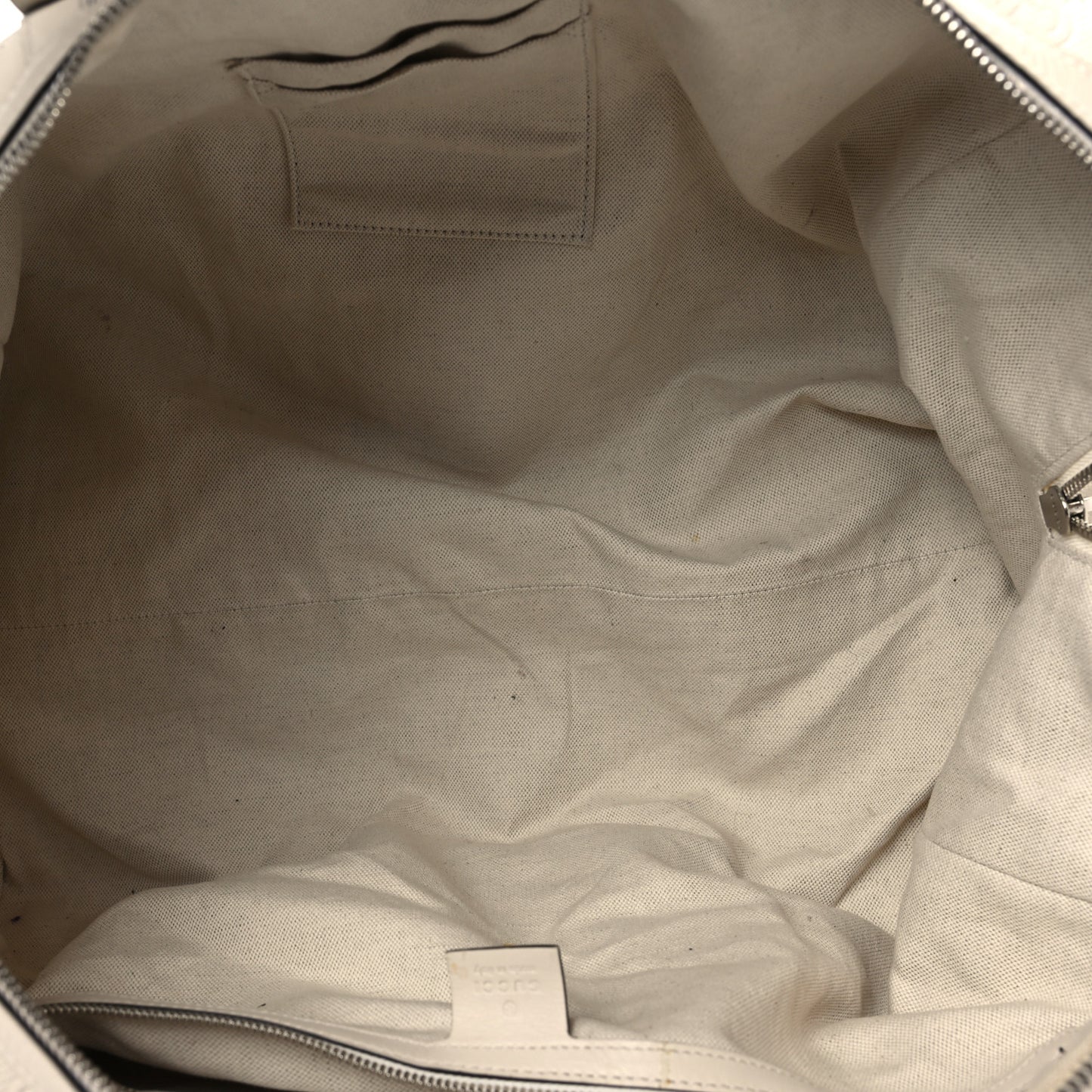 Calfskin GG Tennis Embossed Duffle Bag Mystic White